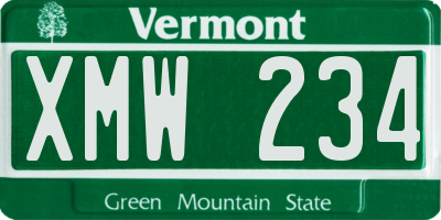VT license plate XMW234