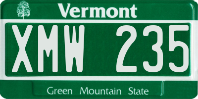 VT license plate XMW235