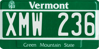 VT license plate XMW236