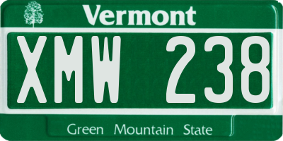 VT license plate XMW238