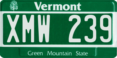 VT license plate XMW239