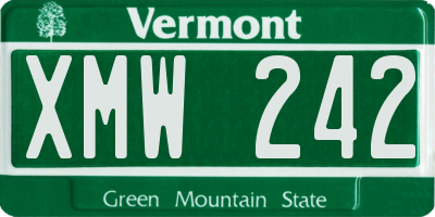 VT license plate XMW242