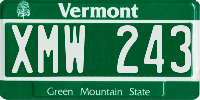 VT license plate XMW243