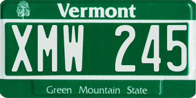 VT license plate XMW245