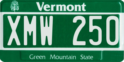 VT license plate XMW250