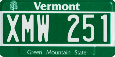 VT license plate XMW251