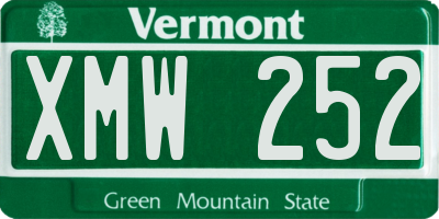 VT license plate XMW252