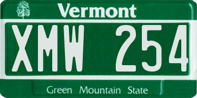 VT license plate XMW254