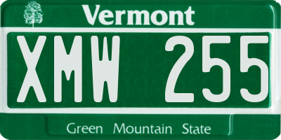 VT license plate XMW255