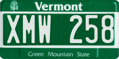 VT license plate XMW258