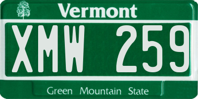 VT license plate XMW259