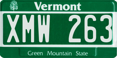 VT license plate XMW263