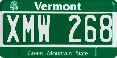 VT license plate XMW268