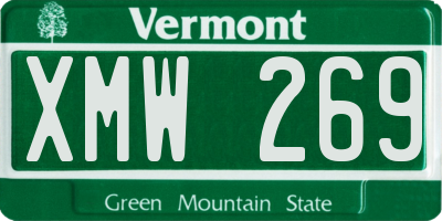 VT license plate XMW269