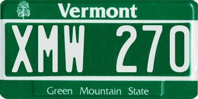 VT license plate XMW270
