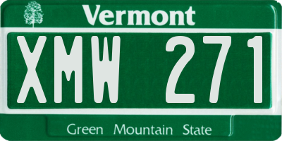 VT license plate XMW271