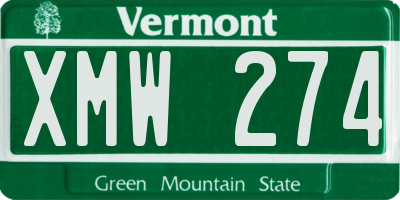 VT license plate XMW274