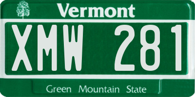 VT license plate XMW281