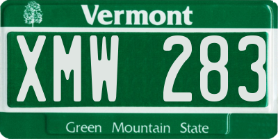 VT license plate XMW283
