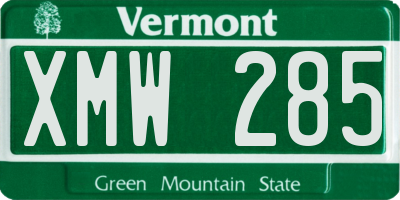 VT license plate XMW285
