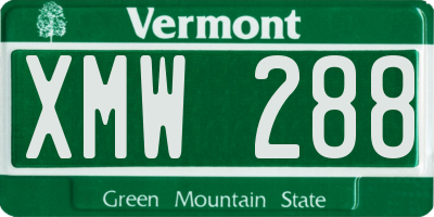VT license plate XMW288