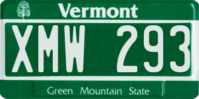 VT license plate XMW293