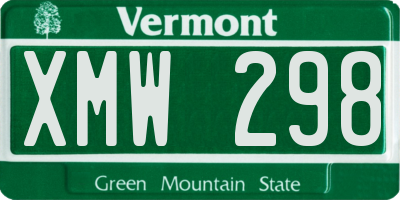 VT license plate XMW298