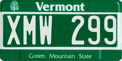 VT license plate XMW299