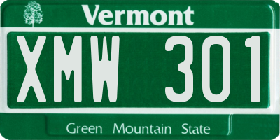 VT license plate XMW301