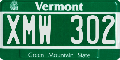 VT license plate XMW302