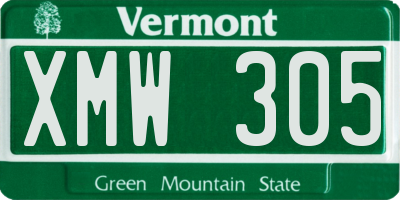 VT license plate XMW305
