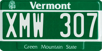 VT license plate XMW307
