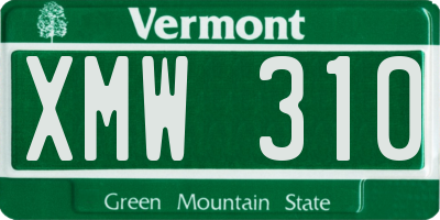 VT license plate XMW310