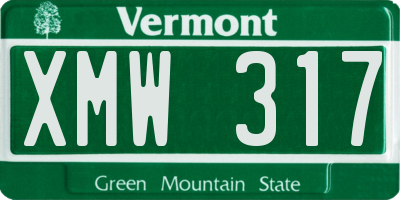 VT license plate XMW317