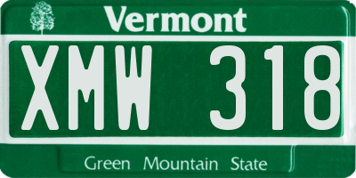 VT license plate XMW318
