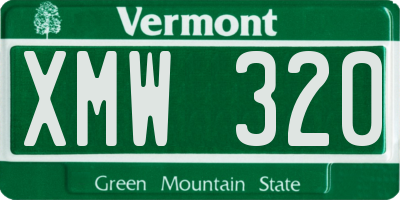 VT license plate XMW320