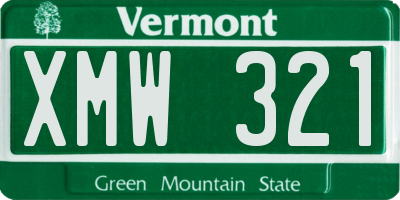 VT license plate XMW321