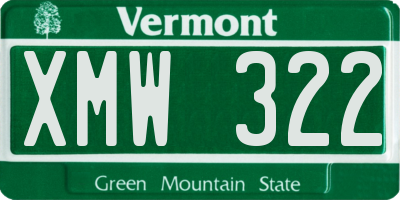 VT license plate XMW322