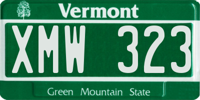 VT license plate XMW323