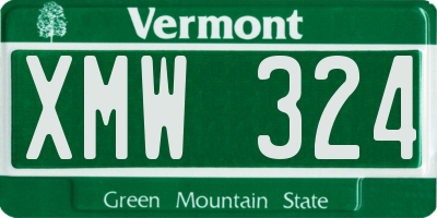 VT license plate XMW324