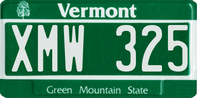 VT license plate XMW325