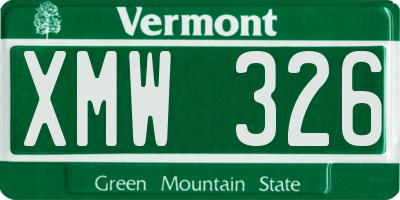 VT license plate XMW326