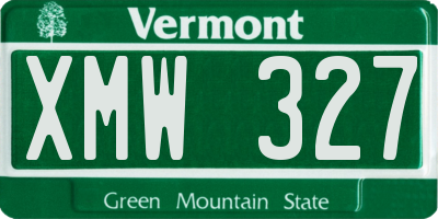 VT license plate XMW327