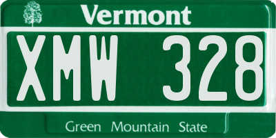 VT license plate XMW328