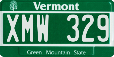 VT license plate XMW329