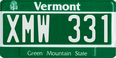 VT license plate XMW331