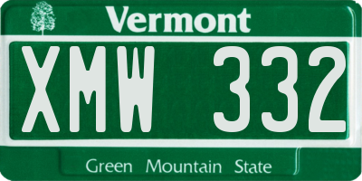 VT license plate XMW332