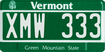 VT license plate XMW333