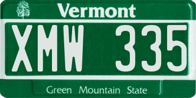 VT license plate XMW335