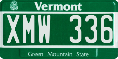 VT license plate XMW336